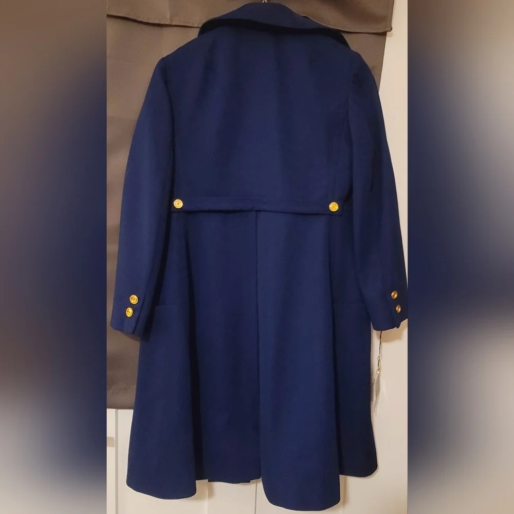 Vtg 60s YOUTHCRAFT Two Piece Dress Coat & Dress Set Womens Sz 12 NavBlue Chevron - Picture 2 of 16